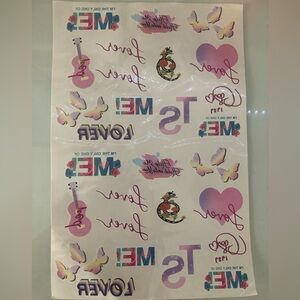 Pastel blue and pink Taylor Swift removable tattoos